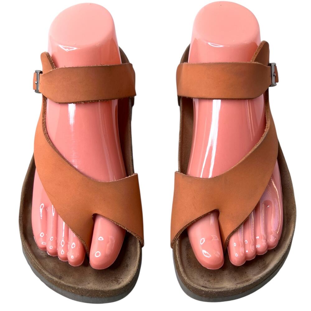 Birkenstock X Betula Toe Loop Buckle Strap Leather Sandals in Tan Womens 8 - 8.5